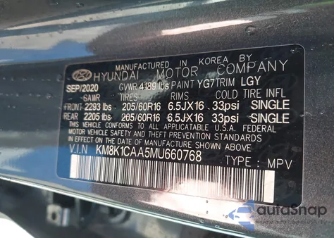 2021 Hyundai Kona Se из США, поврежденный, VIN KM8K1CAA5MU660768